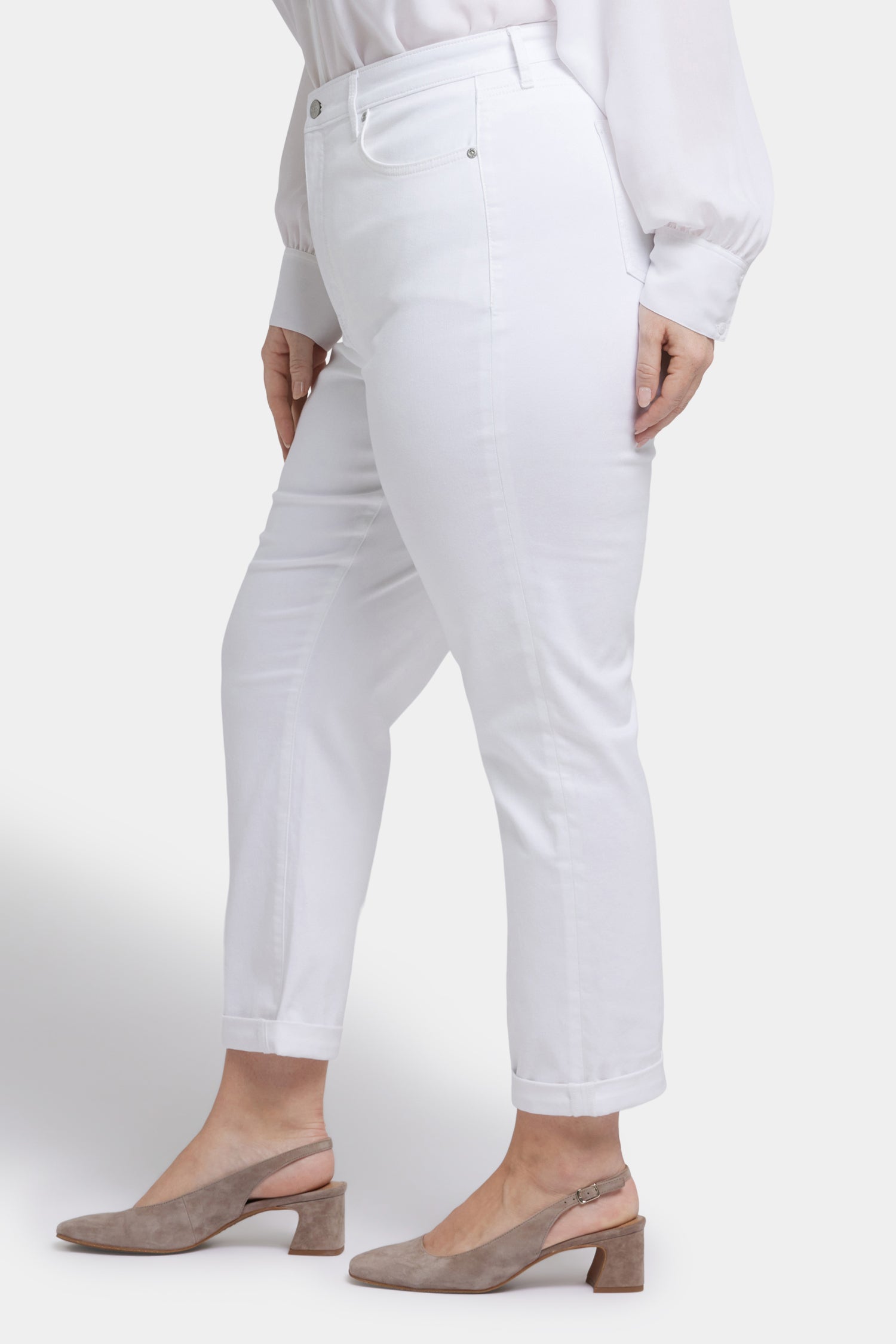 NYDJ Margot Girlfriend Jeans In Plus Size With Roll Cuffs - Optic White