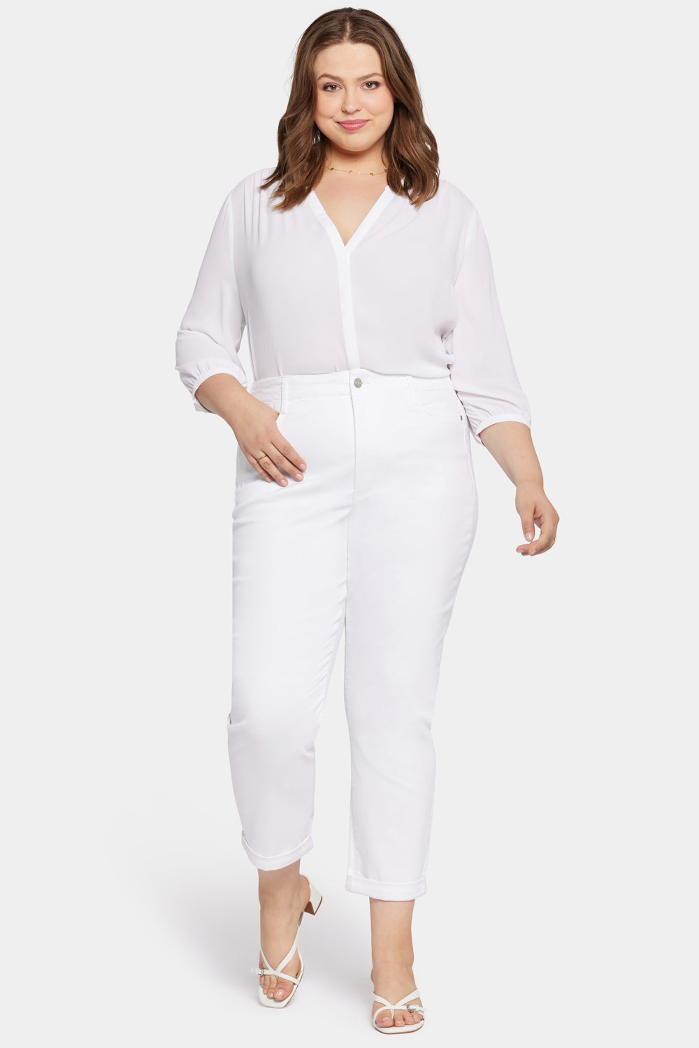 NYDJ Margot Girlfriend Jeans In Plus Size With High Rise - Optic White