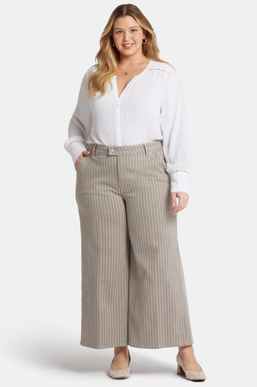 NYDJ Mona Wide Leg Trouser Ankle Jeans In Plus Size With High Rise - Boardwalk Stripe