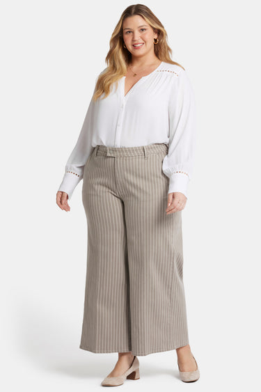 NYDJ Mona Wide Leg Trouser Ankle Jeans In Plus Size With High Rise - Boardwalk Stripe
