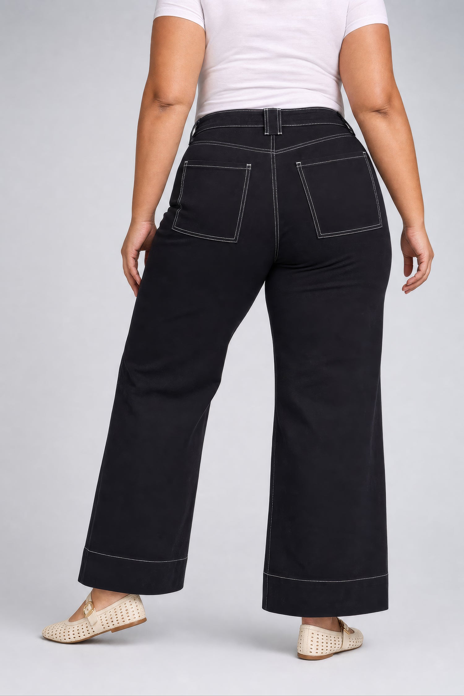 NYDJ Mia Palazzo Jeans In Plus Size With High Rise, Utility Pockets And 31" Inseam - Black