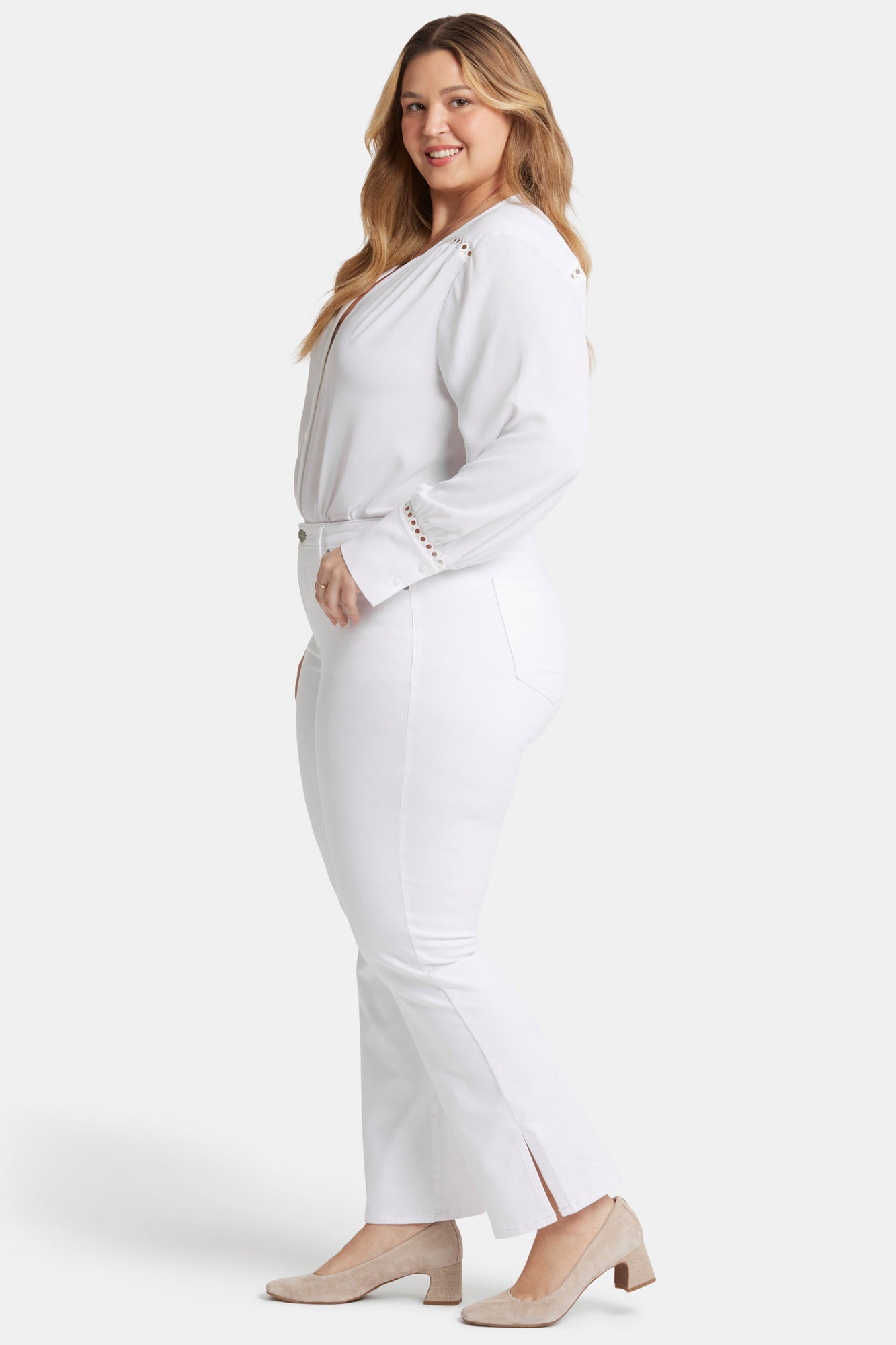 NYDJ Barbara Bootcut Jeans In Plus Size With Side Slits - Optic White