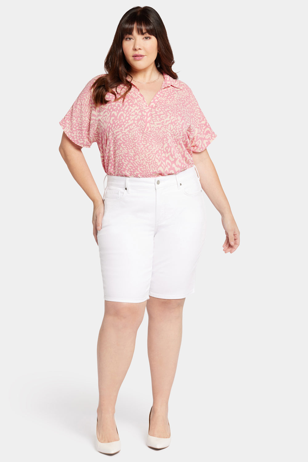 NYDJ Briella 11 Inch Denim Shorts In Plus Size  - Optic White