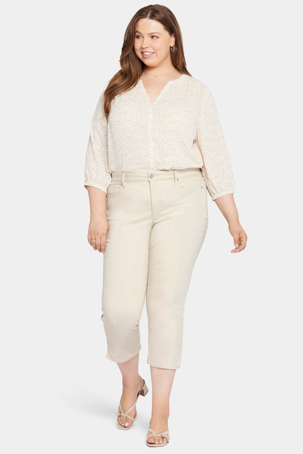 NYDJ Chloe Capri Jeans In Plus Size With Side Slits - Feather