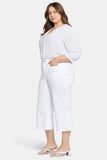 NYDJ Patchie Wide Leg Capri Jeans In Plus Size With Frayed Hems - Optic White