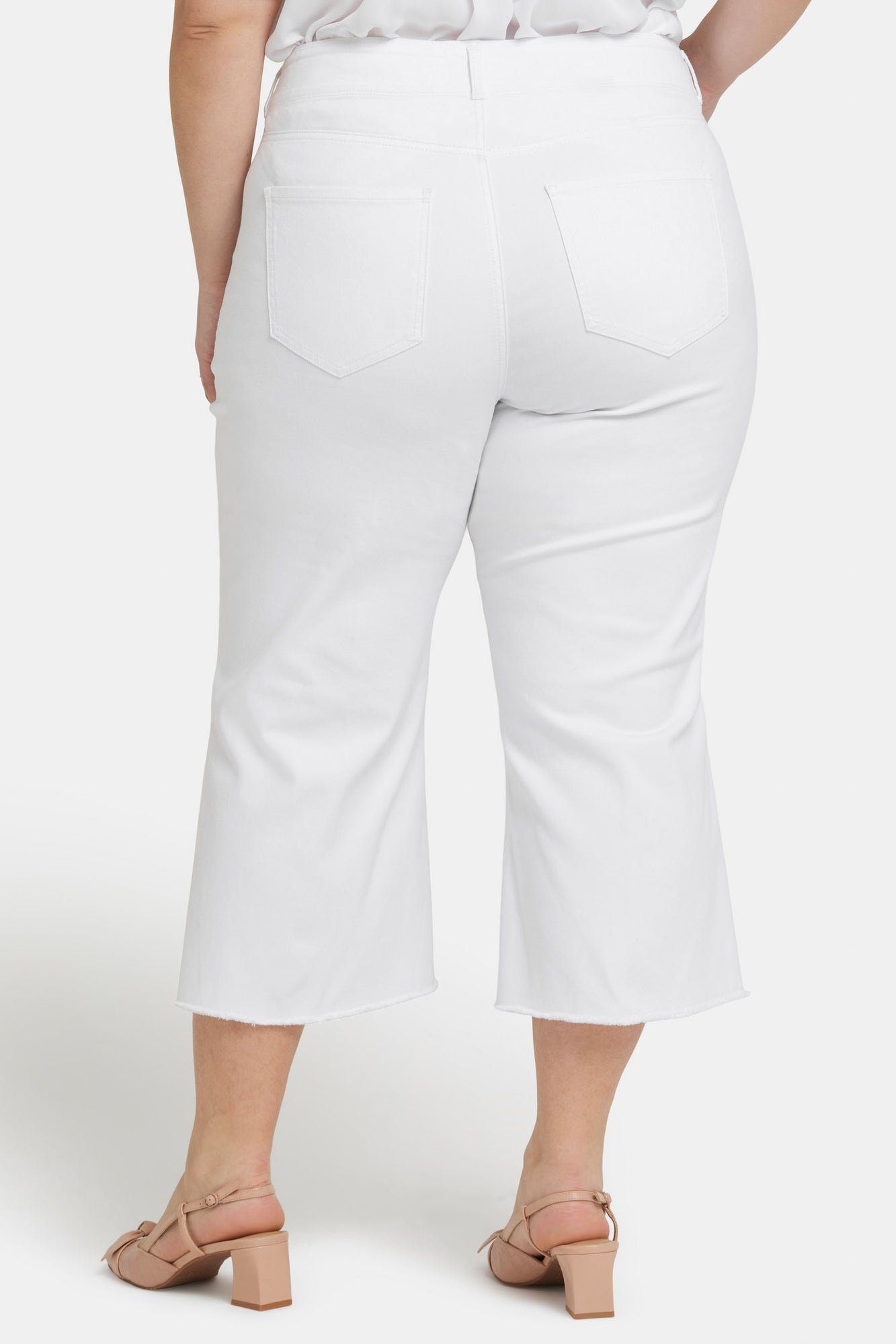 NYDJ Brigitte Wide Leg Capri Jeans In Plus Size With High Rise And Frayed Hems - Optic White