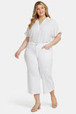 NYDJ Brigitte Wide Leg Capri Jeans In Plus Size With High Rise And Frayed Hems - Optic White