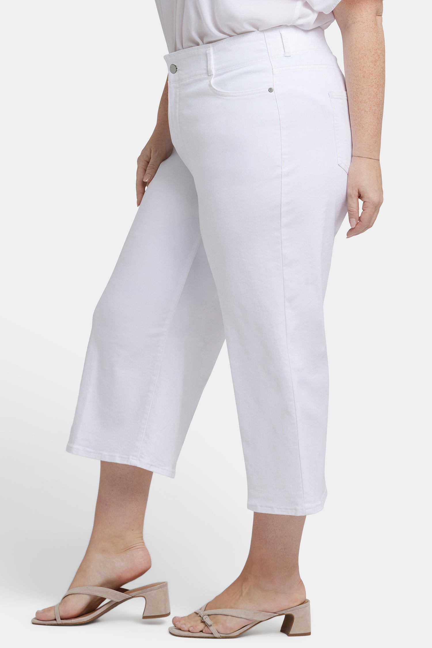 NYDJ Brigitte Wide Leg Capri Jeans In Plus Size With High Rise - Optic White