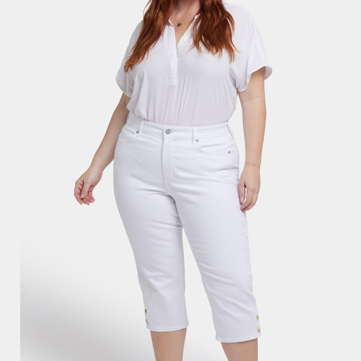 Marilyn Straight Crop Jeans In Plus Size - Optic White