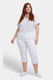 NYDJ Marilyn Straight Crop Jeans In Plus Size With Side Button Plackets - Optic White