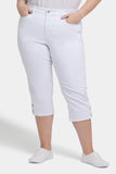 NYDJ Marilyn Straight Crop Jeans In Plus Size With Side Button Plackets - Optic White