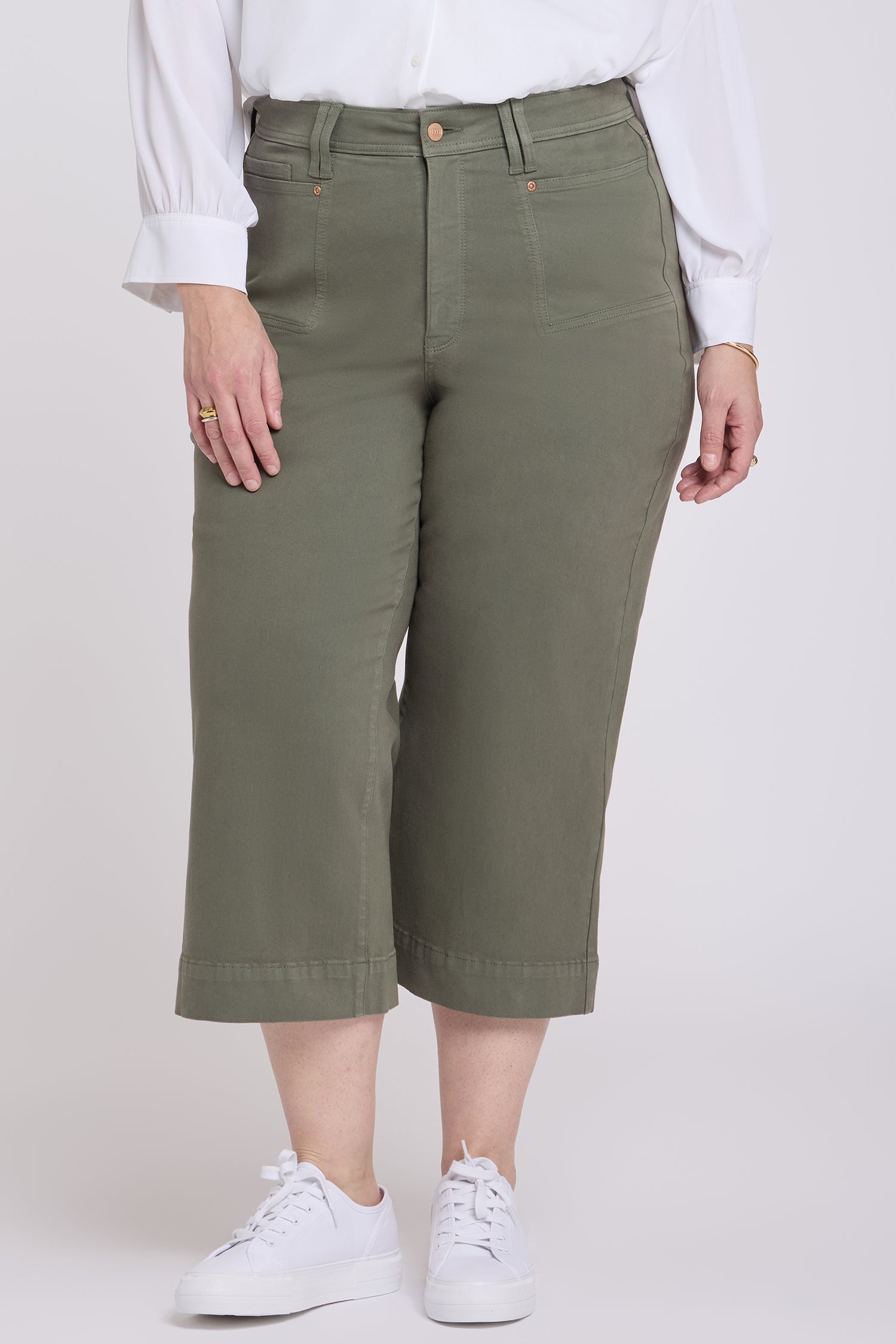 Brigitte Wide Leg Capri Jeans In Plus Size With High Rise And