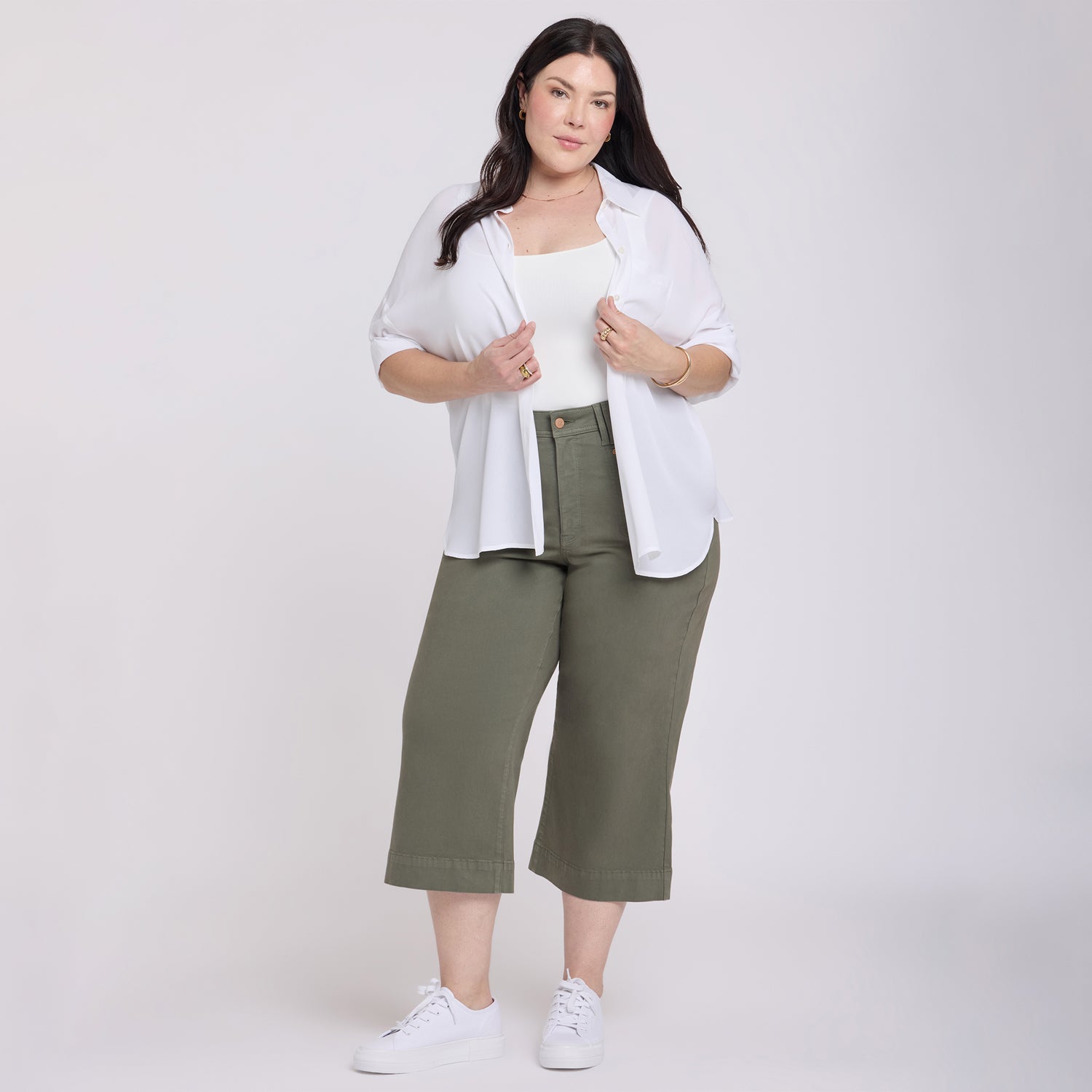 Brigitte Wide Leg Capri Jeans In Plus Size With High Rise And