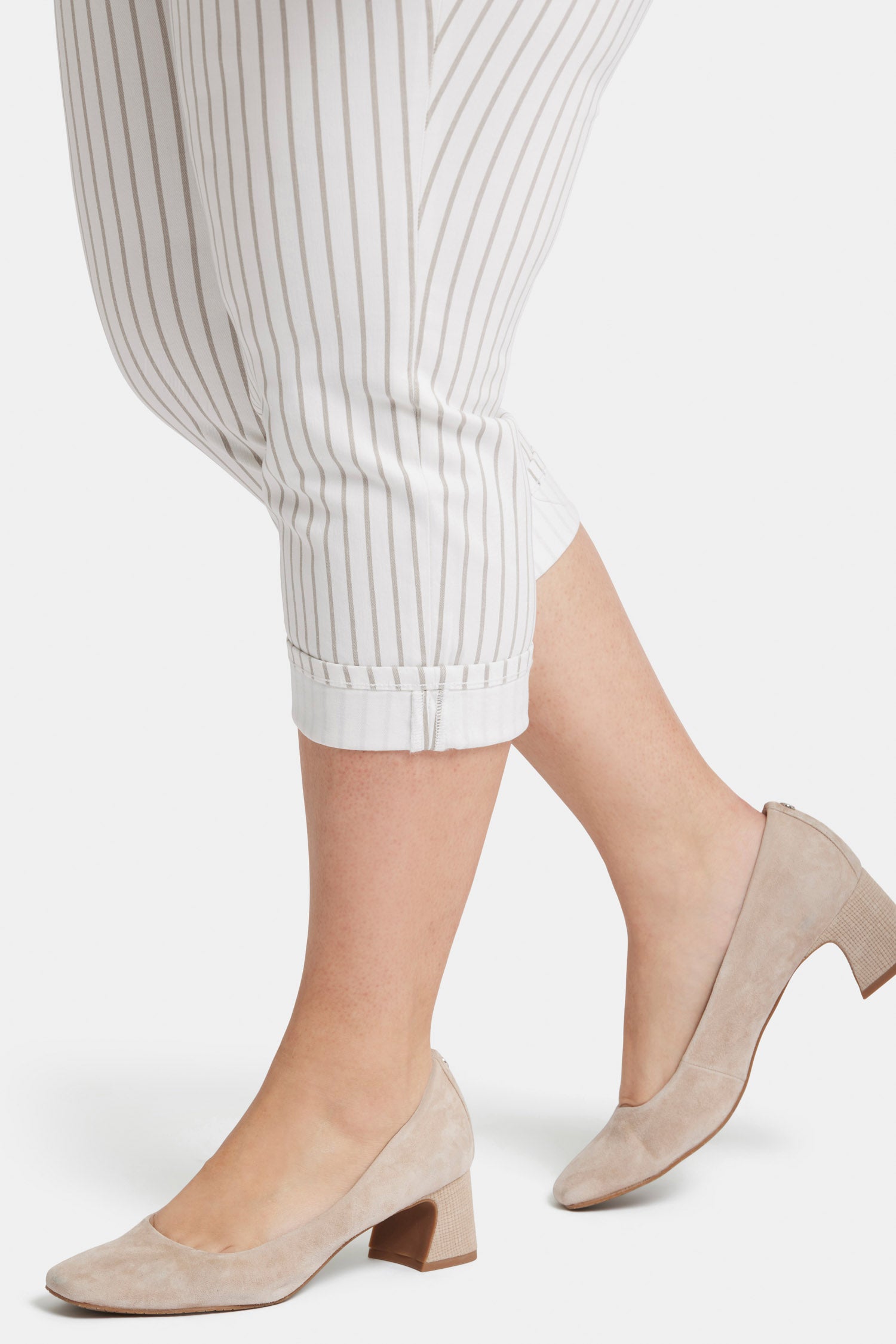 NYDJ Marilyn Straight Crop Jeans In Plus Size With Cuffs - Beach Cruise Stripe