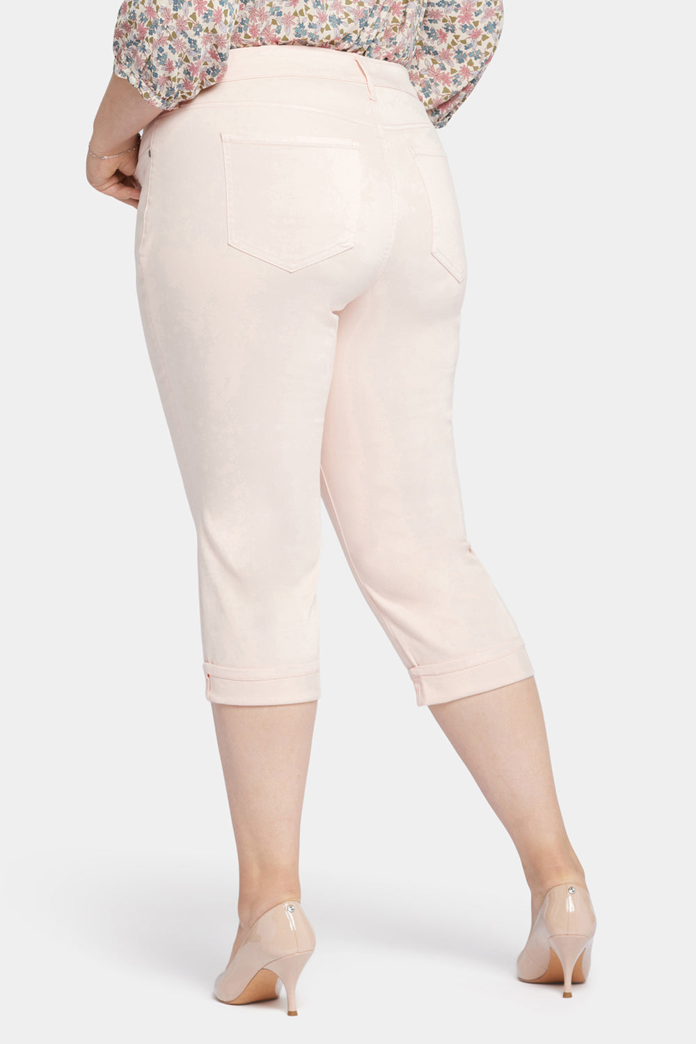 NYDJ Marilyn Straight Crop Jeans In Plus Size With Cuffs - Pink Dusk