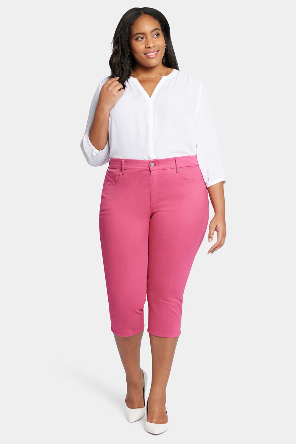 NYDJ Waist-Match™ Slim Straight Crop Jeans In Plus Size  - Raspberry Pink