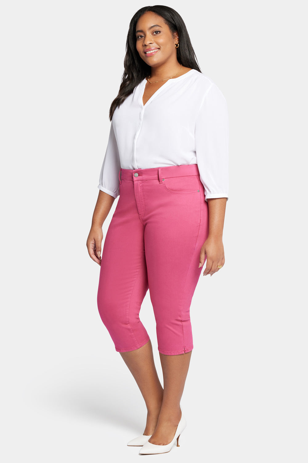 NYDJ Waist-Match™ Slim Straight Crop Jeans In Plus Size  - Raspberry Pink