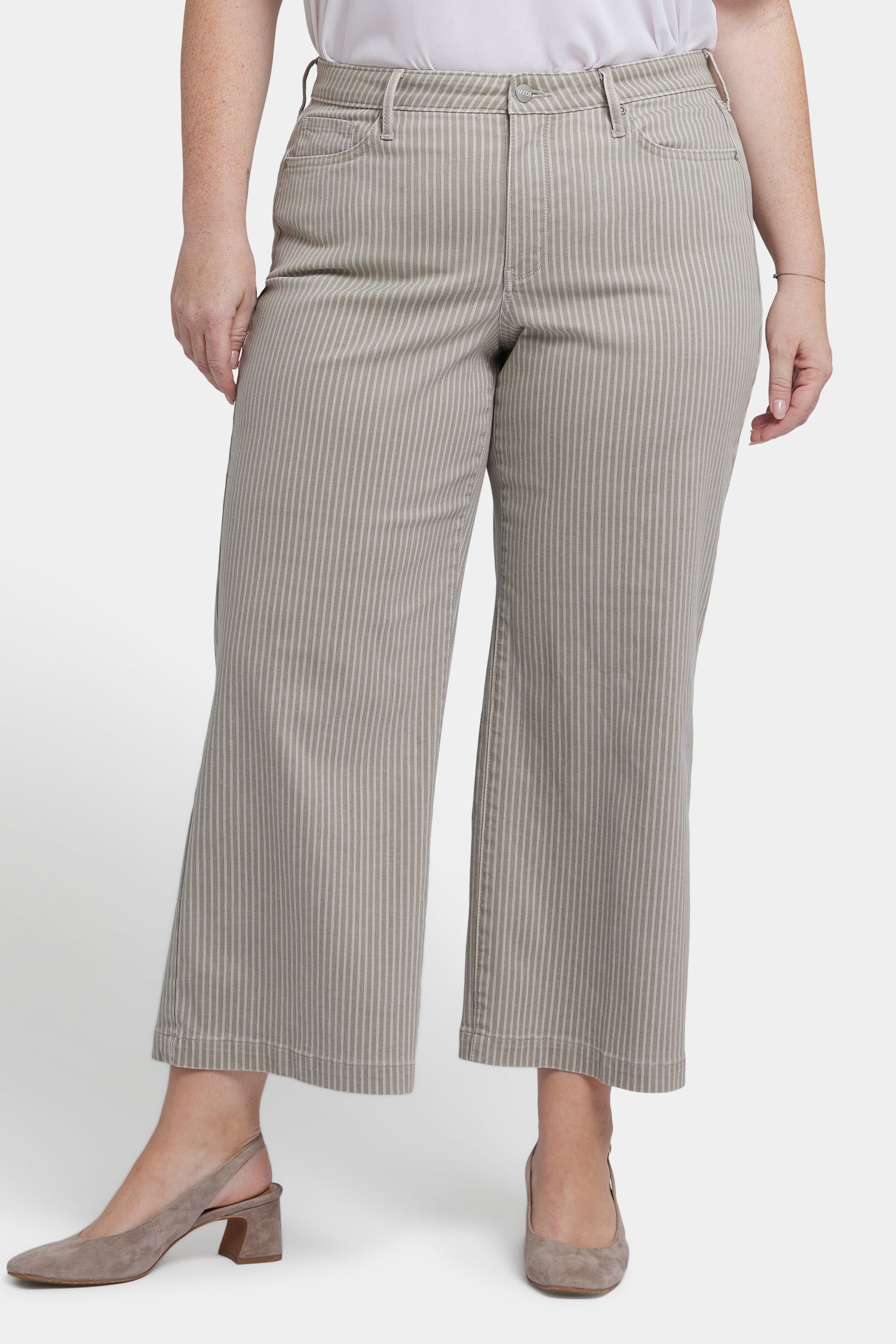 NYDJ Teresa Wide Leg Ankle Jeans In Plus Size  - Hidden Lodge Stripe
