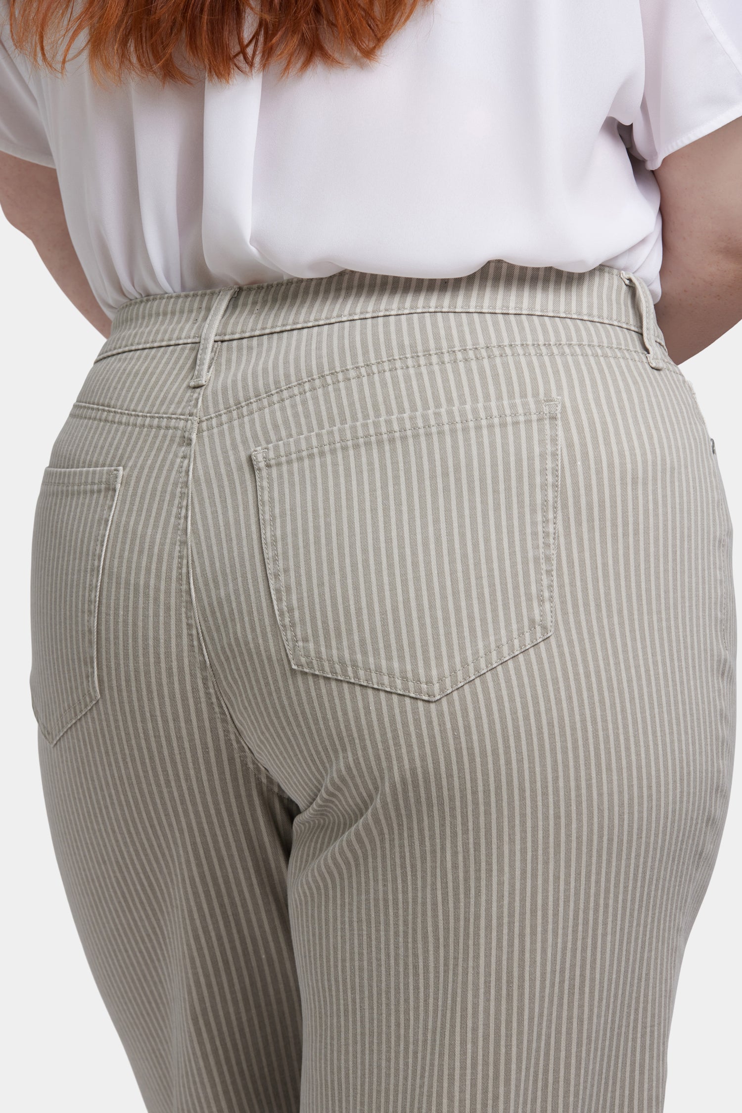 Teresa Wide Leg Ankle Jeans In Plus Size - Hidden Lodge Stripe Tan