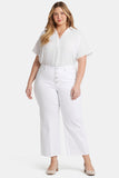 NYDJ Teresa Wide Leg Ankle Jeans In Plus Size With High Rise And Frayed Hems - Optic White