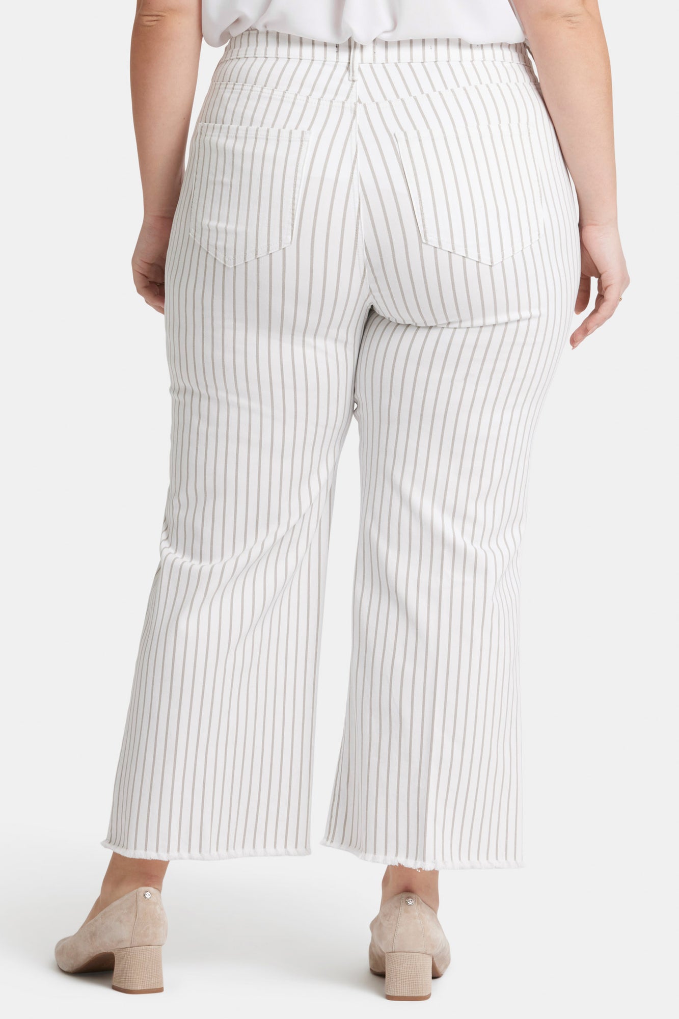 NYDJ Teresa Wide Leg Ankle Jeans In Plus Size With High Rise And Frayed Hems - Beach Cruise Stripe