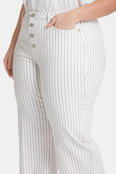 NYDJ Teresa Wide Leg Ankle Jeans In Plus Size With High Rise And Frayed Hems - Beach Cruise Stripe