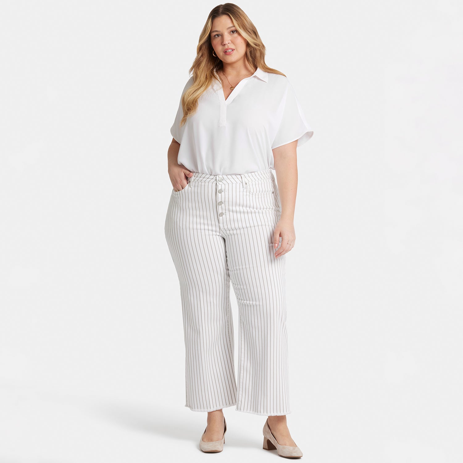 mrsga Teresa Wide Leg Ankle Jeans In Plus Size With High Rise And