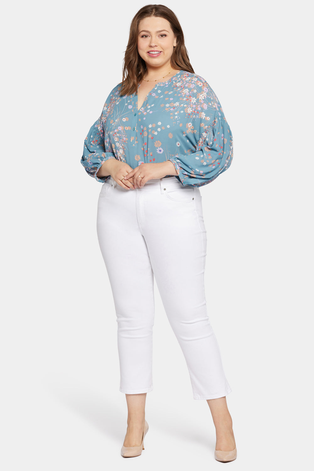 NYDJ Marilyn Straight Ankle Jeans In Plus Size  - Optic White