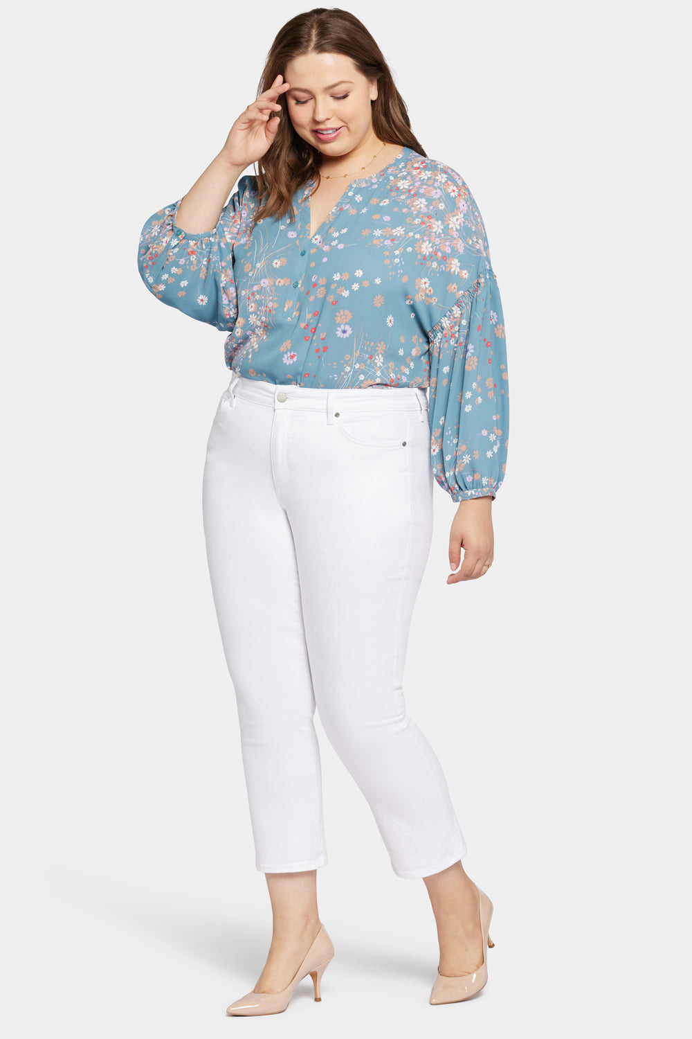 NYDJ Marilyn Straight Ankle Jeans In Plus Size  - Optic White