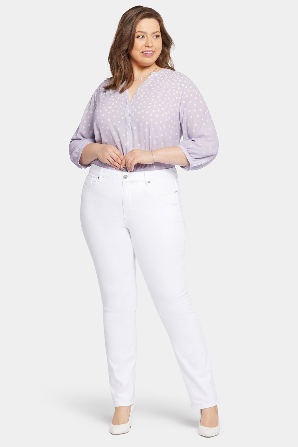 NYDJ Marilyn Straight Jeans In Plus Size  - Optic White