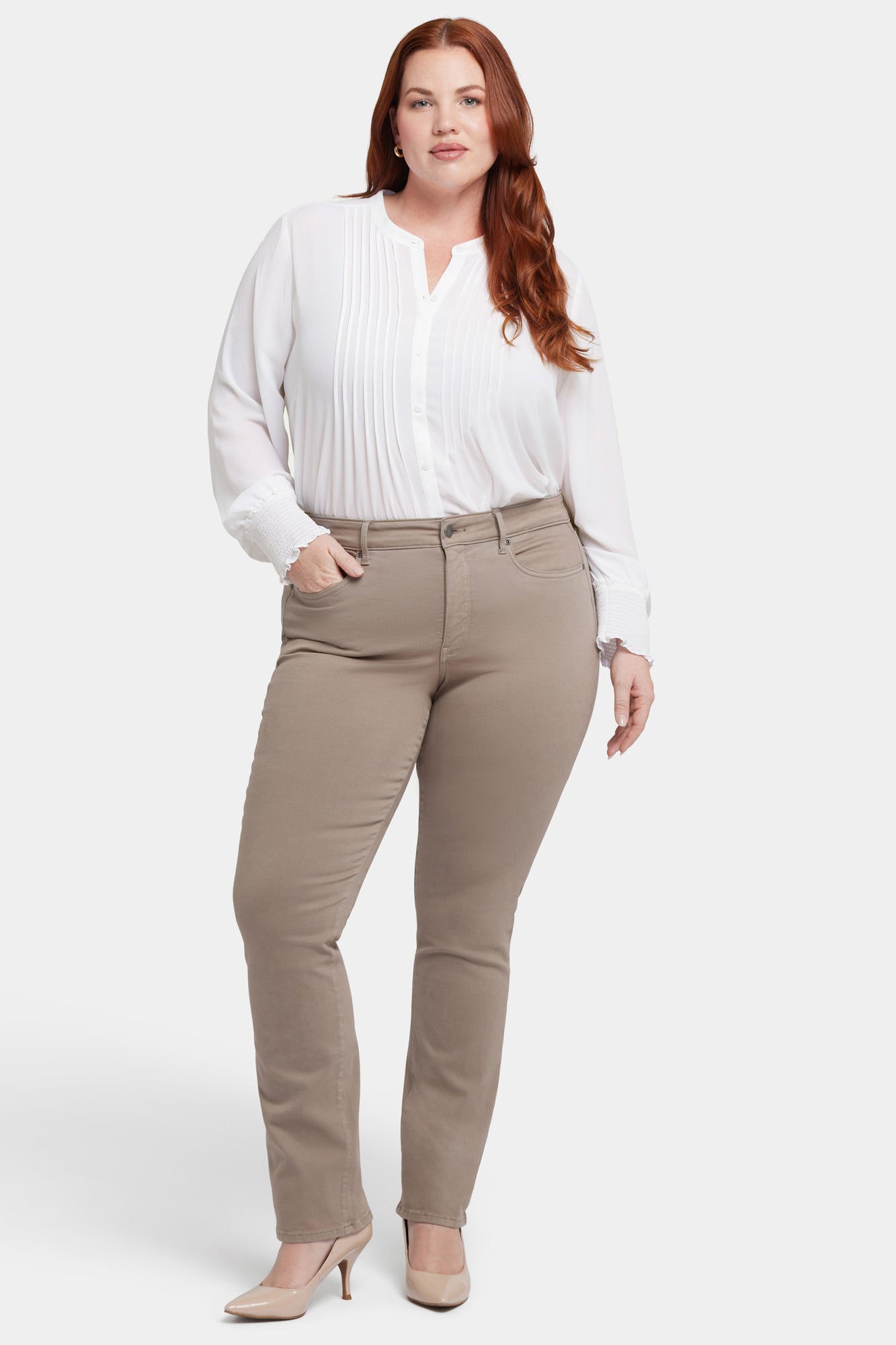 NYDJ Marilyn Straight Jeans In Plus Size  - Saddlewood