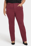 NYDJ Marilyn Straight Jeans In Plus Size With High Rise And 31" Inseam - True Burgundy