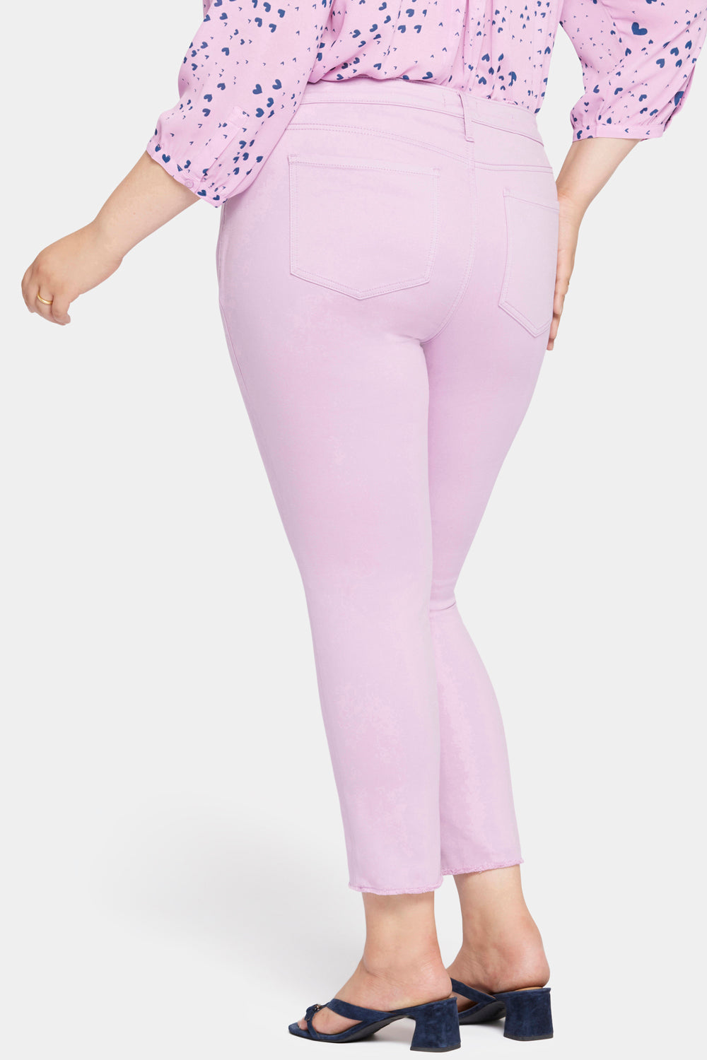 NYDJ Sheri Slim Ankle Jeans In Plus Size With Frayed Hems - Mauve Mist