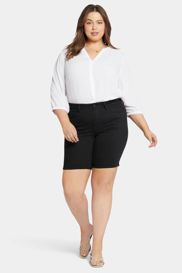 NYDJ Ella Denim Shorts In Plus Size With Side Slits - Black