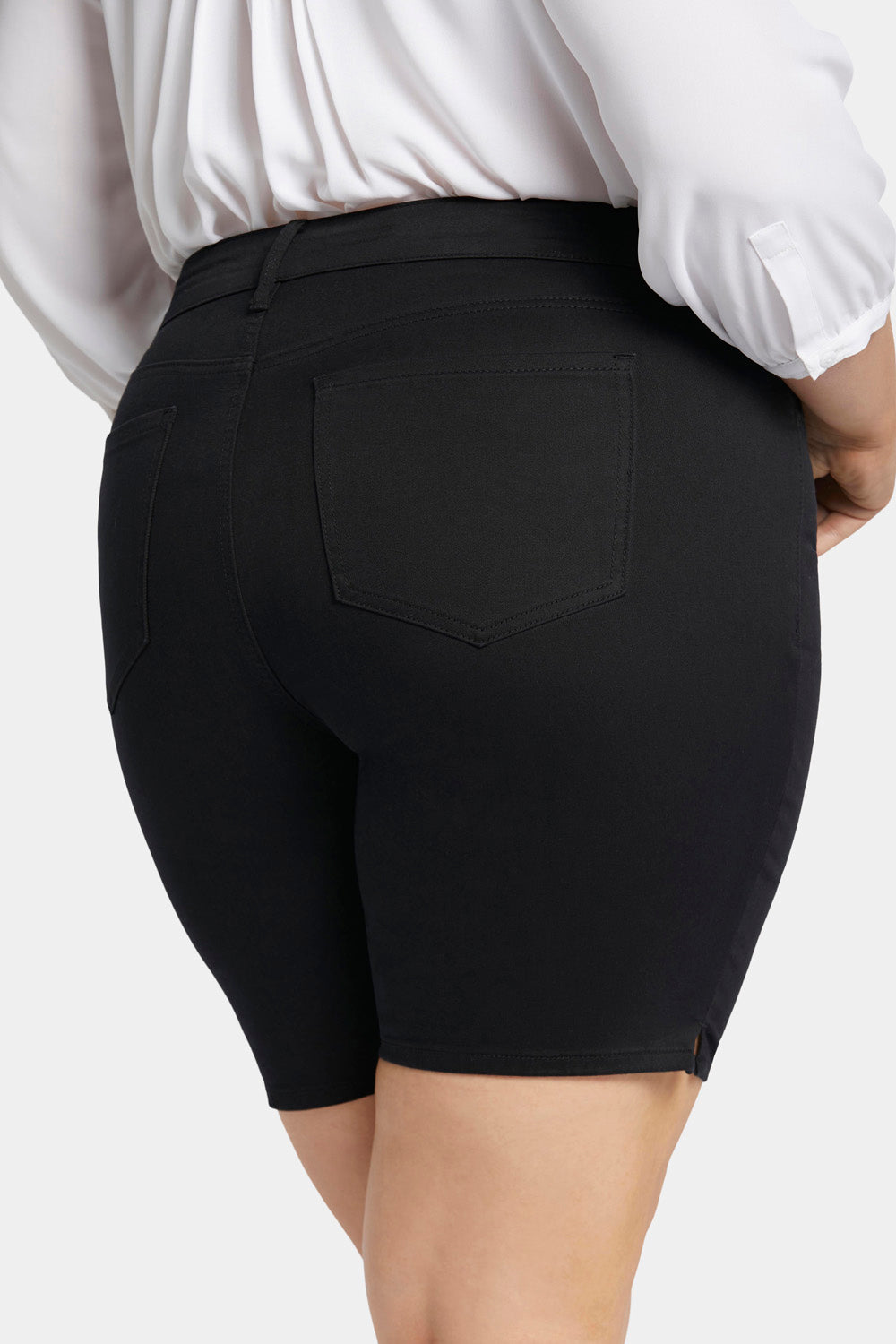 NYDJ Ella Denim Shorts In Plus Size With Side Slits - Black