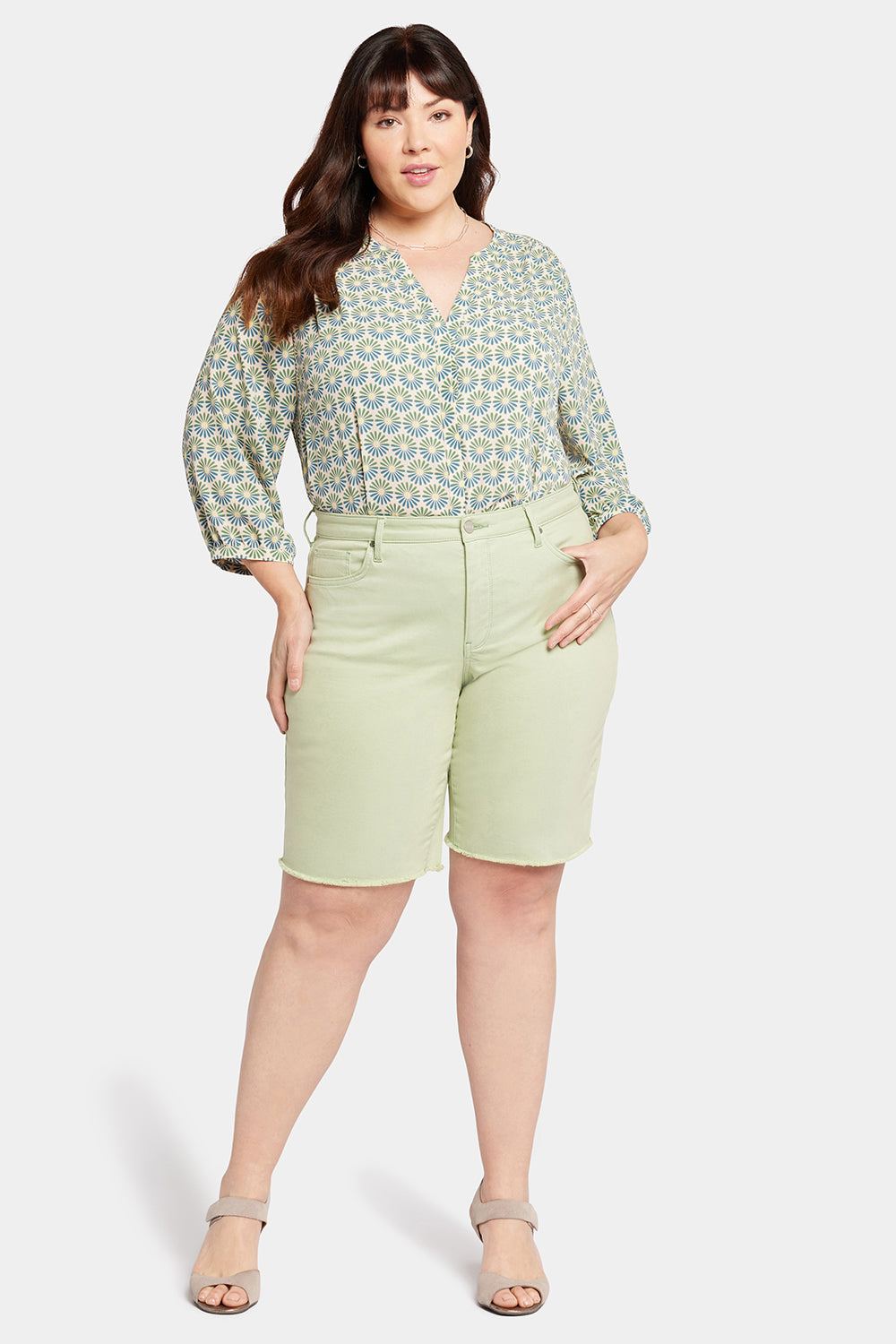 NYDJ Boyfriend Shorts In Plus Size With Frayed Hems - Beginning