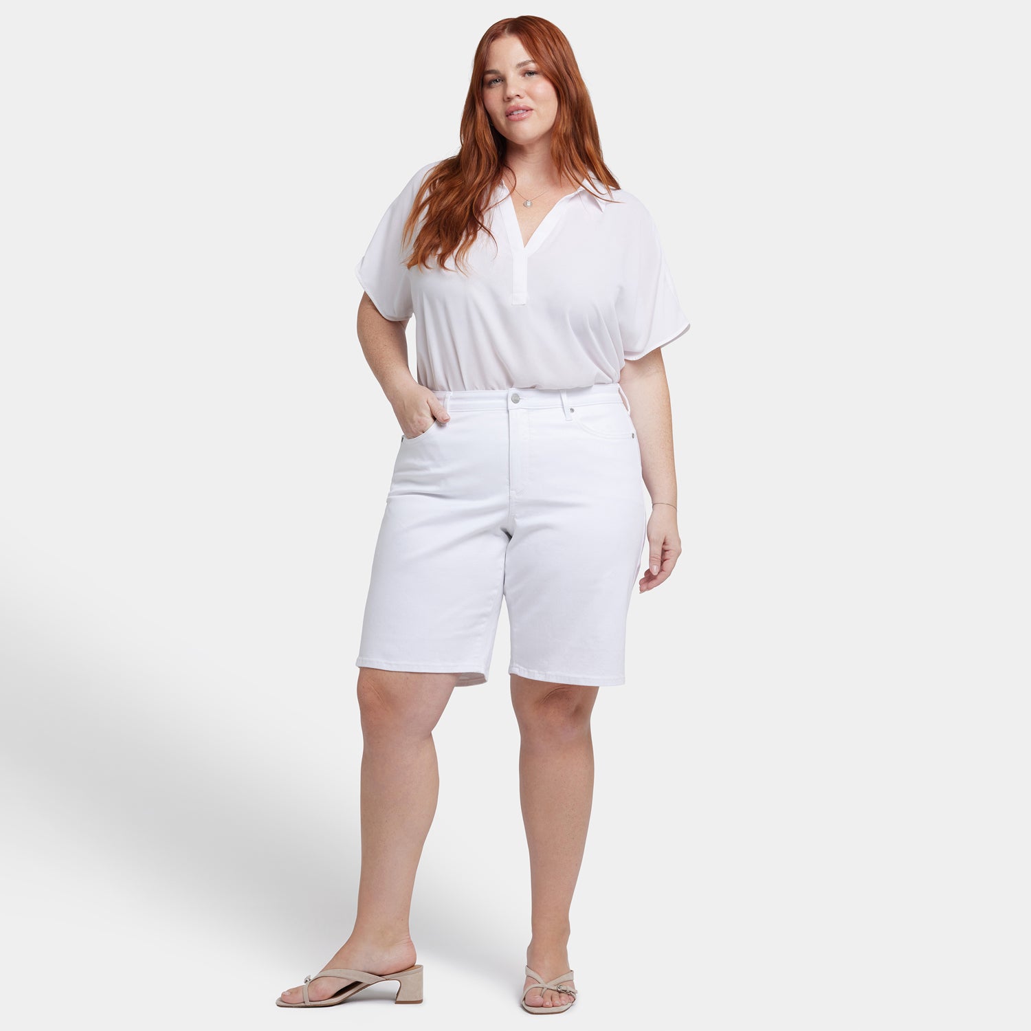 Lilly Denim Shorts In Plus Size - Optic White White | NYDJ