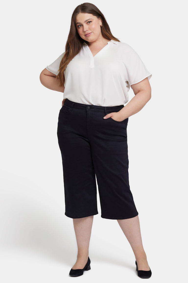 NYDJ Wide Leg Pedal Pusher Jeans In Plus Size  - Black