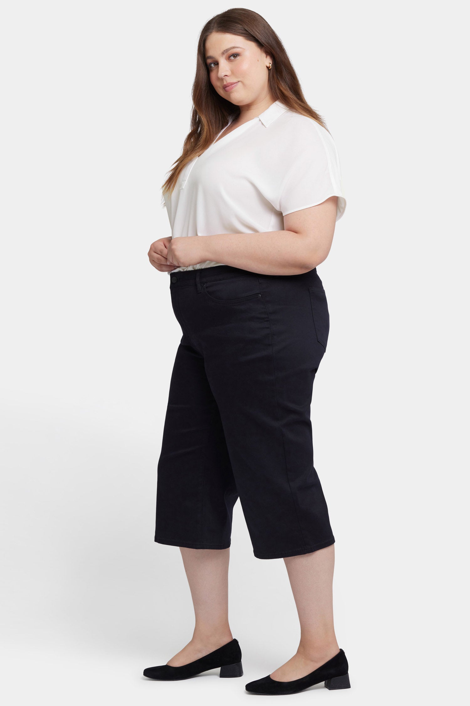 pedal pusher schwarz NYDJ Plus Pedal Black Wide Leg Jean