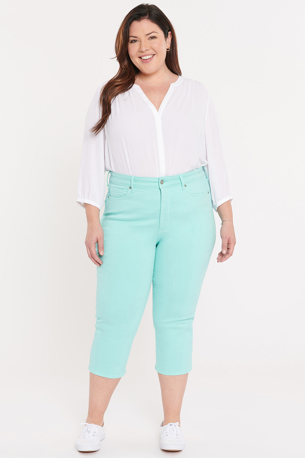 NYDJ ThighShaper™ Straight Crop Jeans in Plus Size  - Topaz Blue