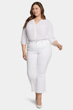 NYDJ Ava Flared Ankle Jeans In Plus Size With Frayed Hems - Optic White