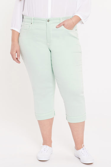 NYDJ Marilyn Straight Crop Jeans In Plus Size With Cuffs - Desert Dew