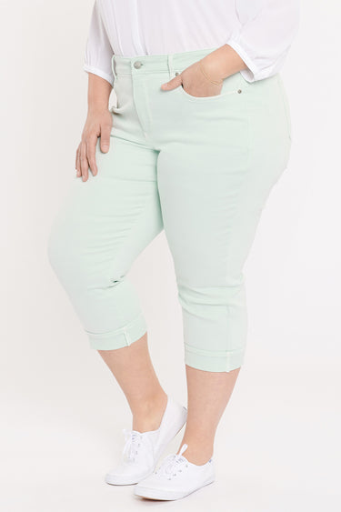 NYDJ Marilyn Straight Crop Jeans In Plus Size With Cuffs - Desert Dew