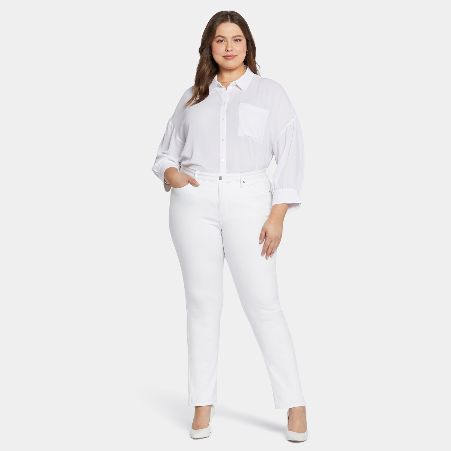 Sheri Slim Jeans In Plus Size - Optic White White | NYDJ
