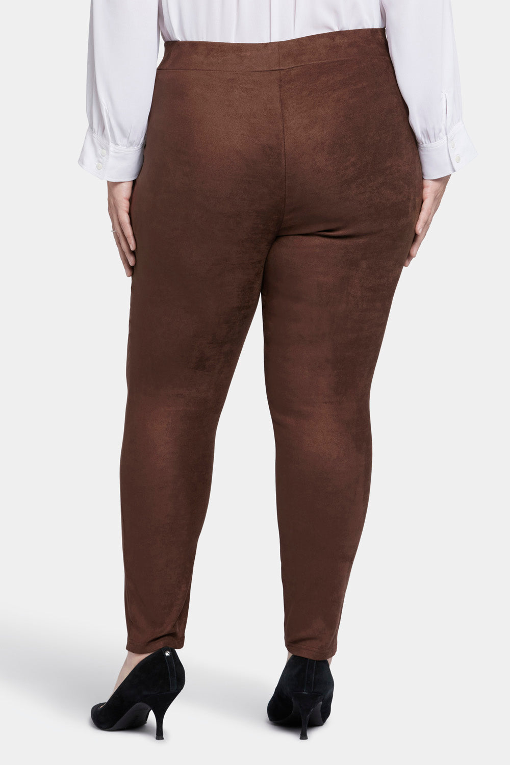 NYDJ Basic Legging Pants In Plus Size In Stretch Faux Suede - Dark Chocolate