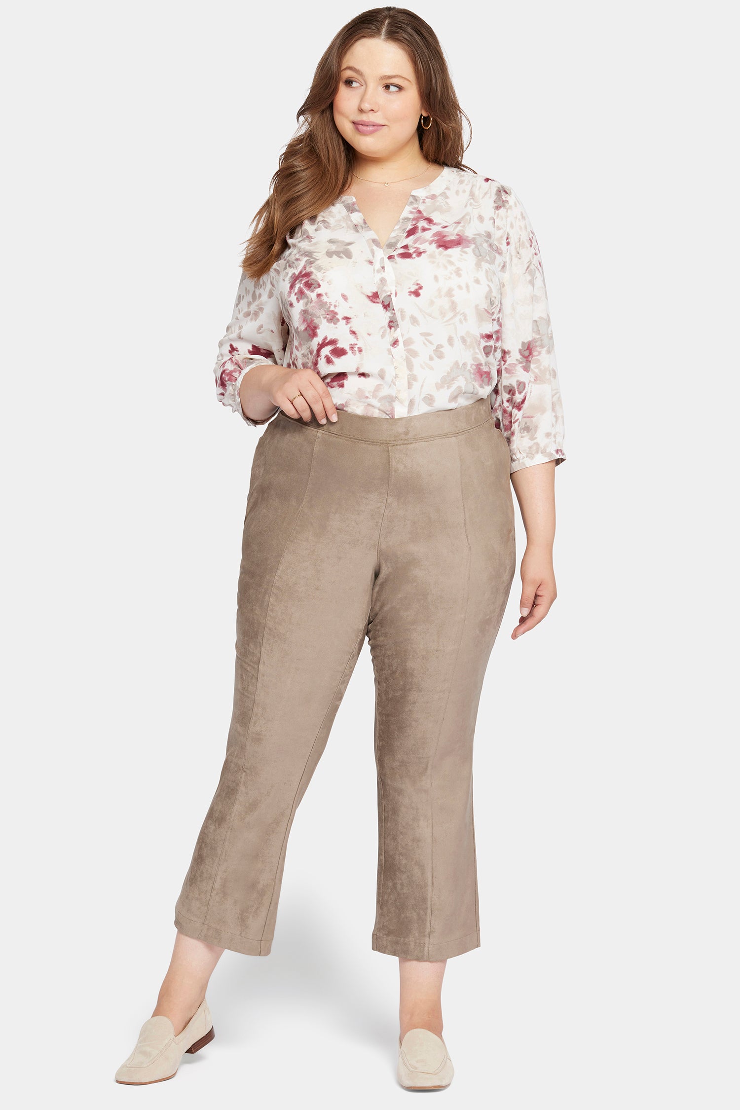NYDJ Slim Bootcut Pull-On Pants In Plus Size In Faux Suede - Saddlewood