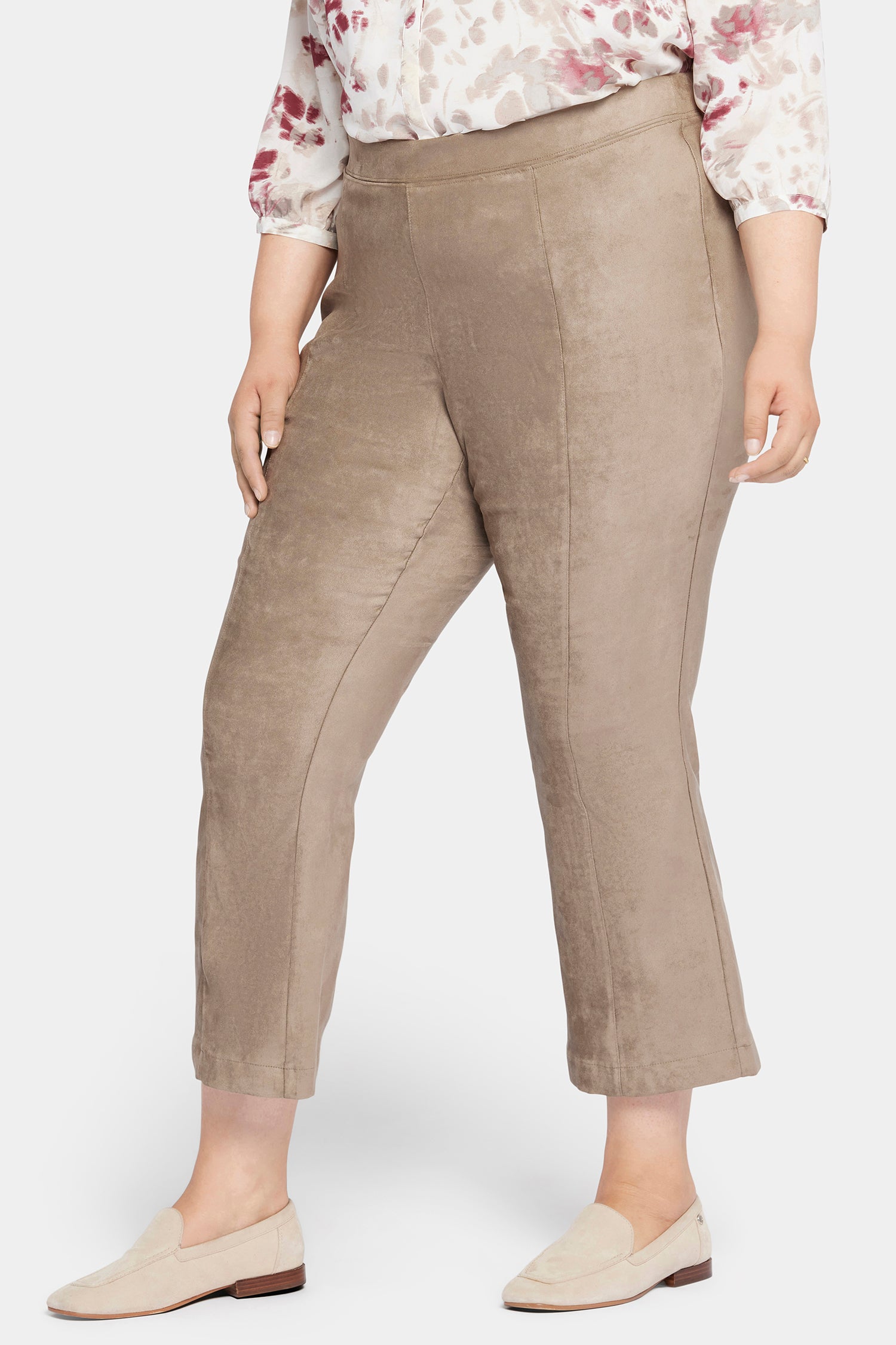NYDJ Slim Bootcut Pull-On Pants In Plus Size In Faux Suede - Saddlewood