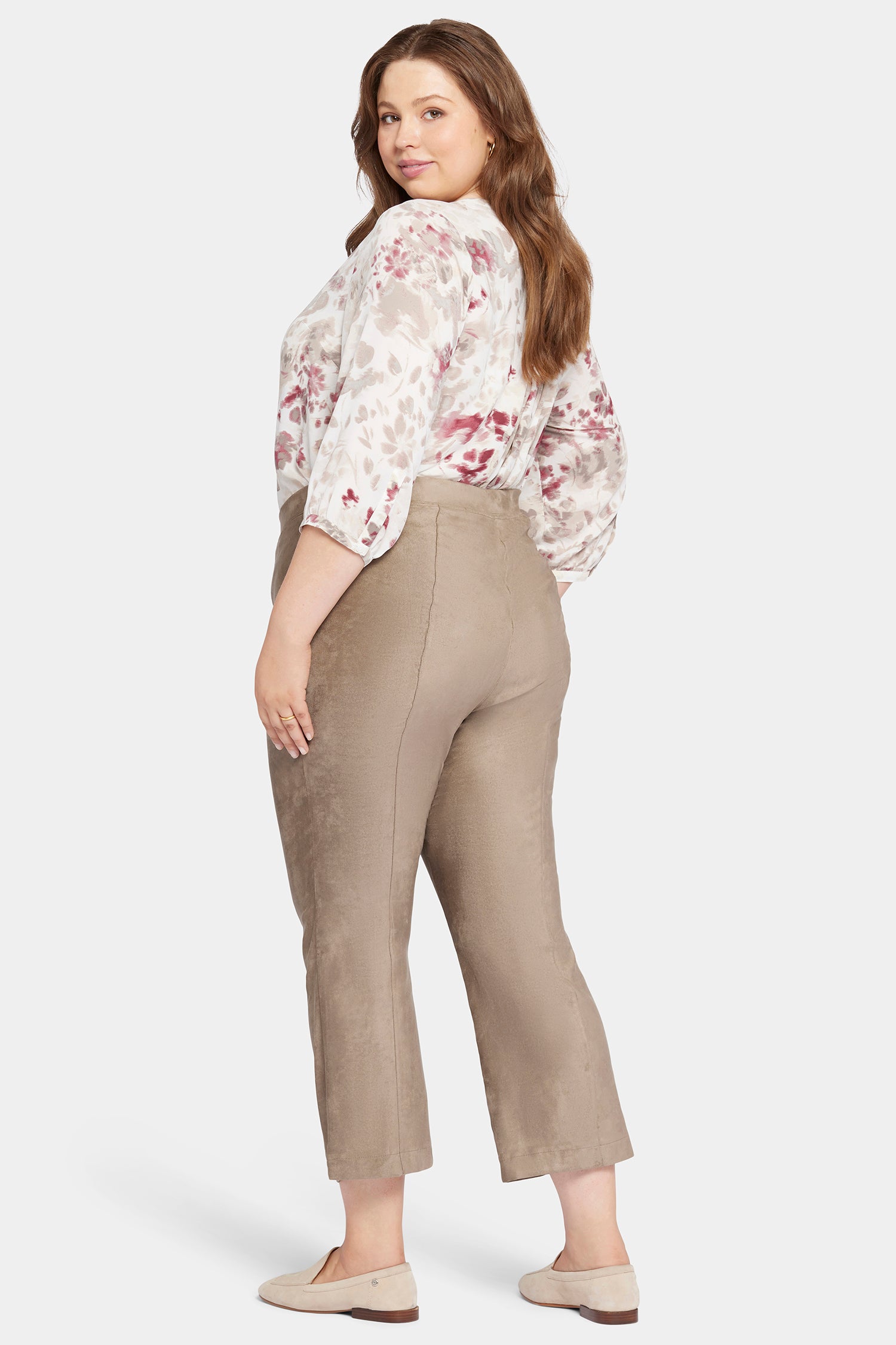 NYDJ Slim Bootcut Pull-On Pants In Plus Size In Faux Suede - Saddlewood