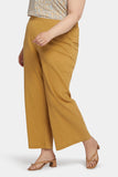 NYDJ Straight Pull-On Pants In Plus Size In Cotton Gauze - Olive Oil