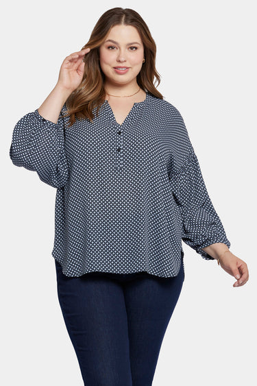 NYDJ Paulina Peasant Blouse In Plus Size  - Diamond Peak